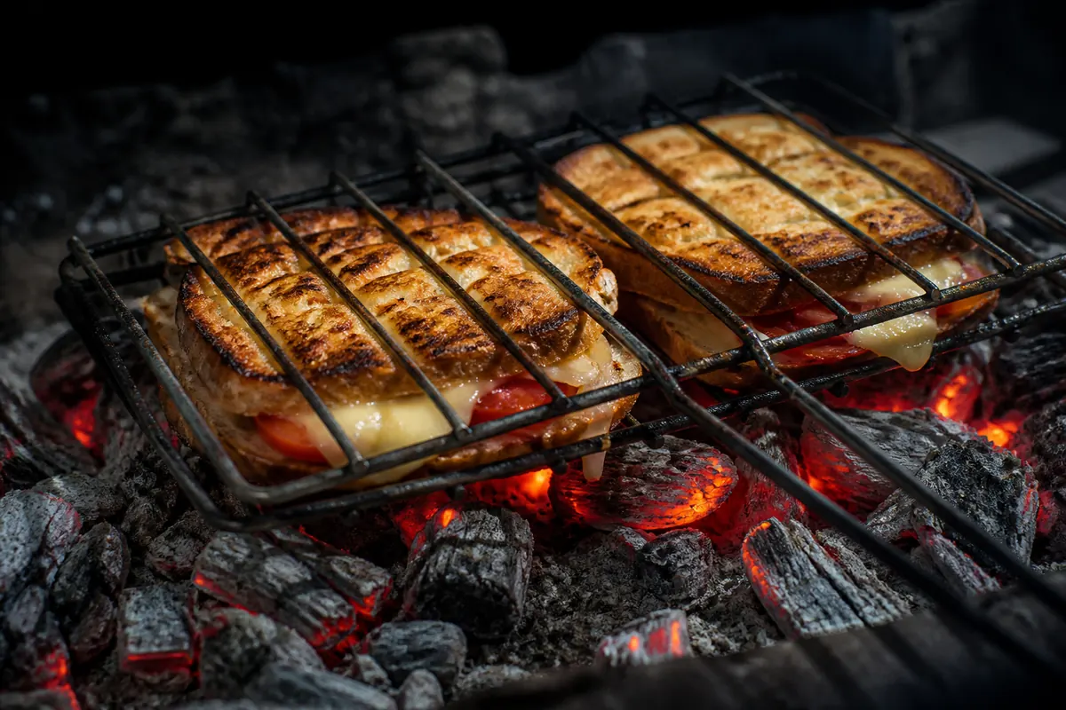 Braaibroodjies in the toeklap-rooster over grey coals